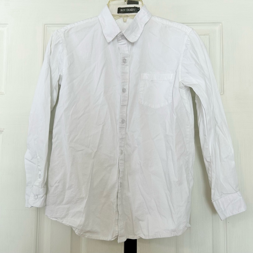 Boy Diary shirt boys size 12 white button down long sleeve